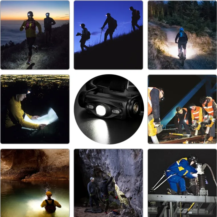 700 Lumen Bright Headlamp 4 Flash Mode Rechargeable LED Camping Headlamp High Powerful Waterproof Ipx5 COB LED Headlight