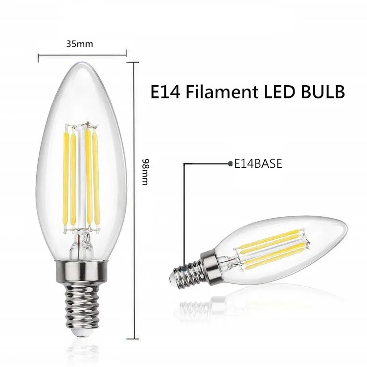 Ce RoHS UL Saso 3W-8W E14 Clear Mini LED Filament Candle Lamp Made in China for Home & Business Indoor Lighting From Best Distributor Exporter Factory