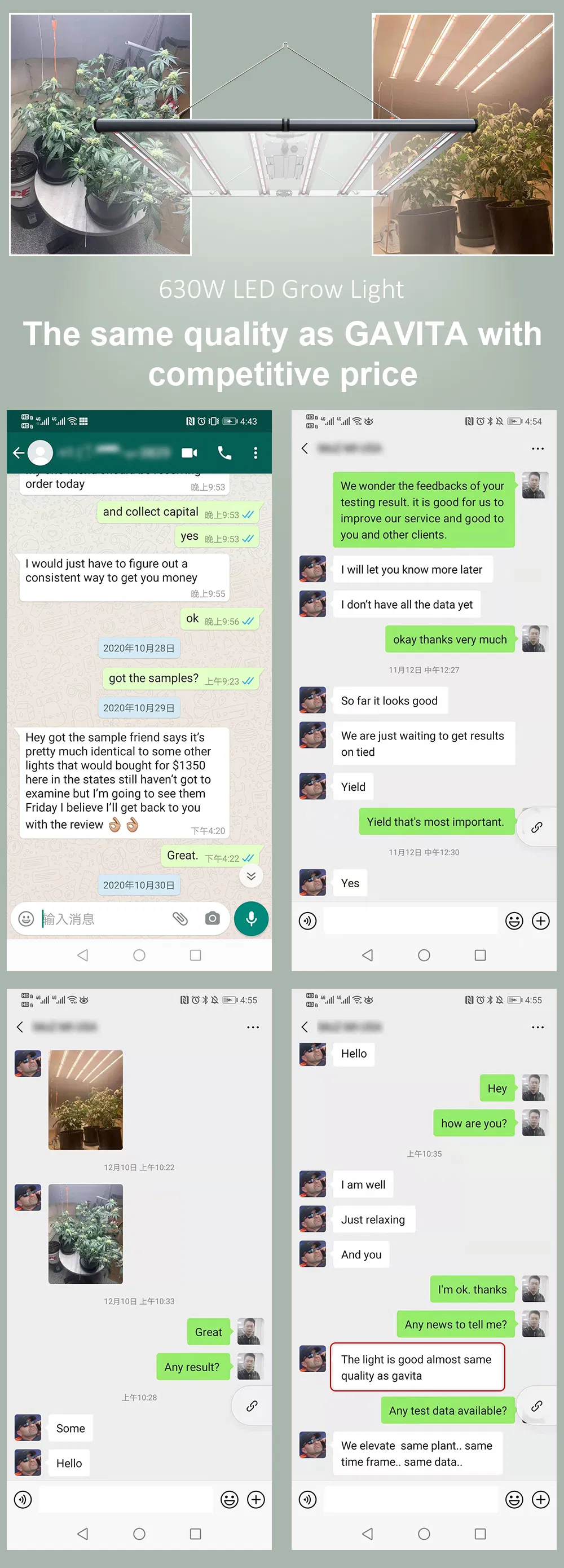 ETL Approved 800W Gavita Full Spectrum Best LED Plant Grow Bar Lights 0-10V Dimmable Work with Trolmaster Controller