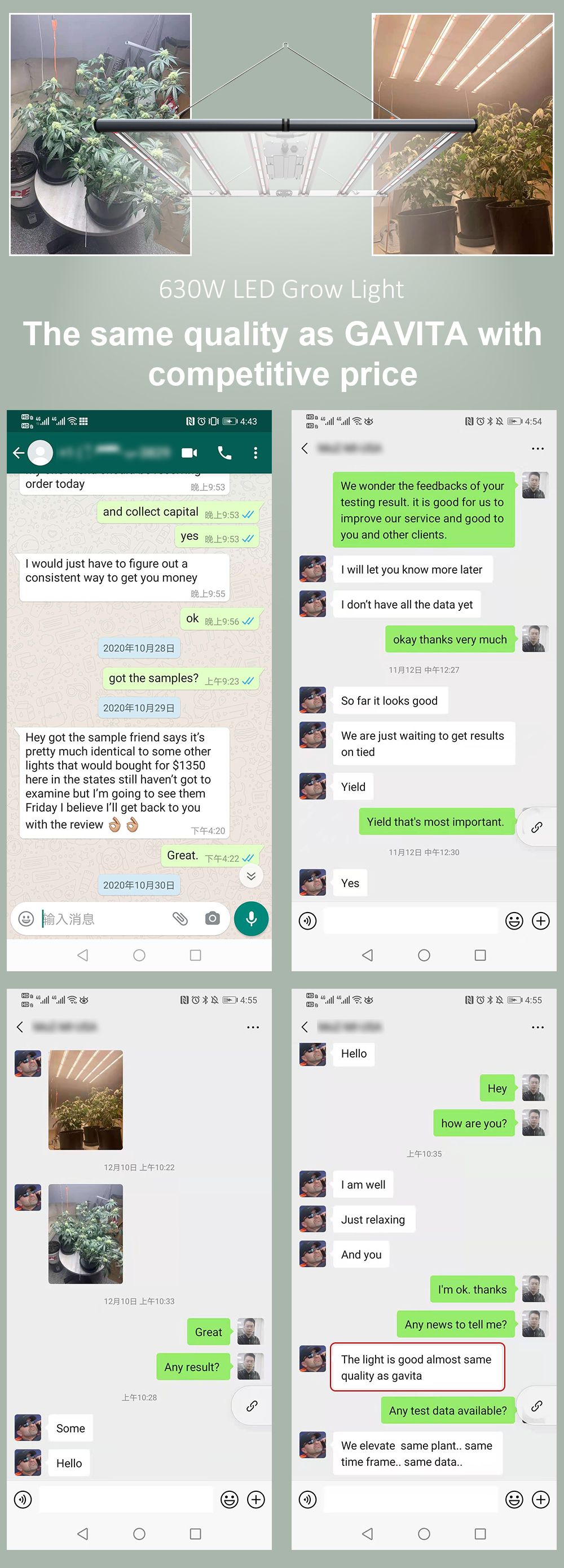 ETL/CE Approved Professional Commercial Full Spectrum LED Plant Grow Lights (800W 2.7umil/J) Daisy Chain for Hemp Planting