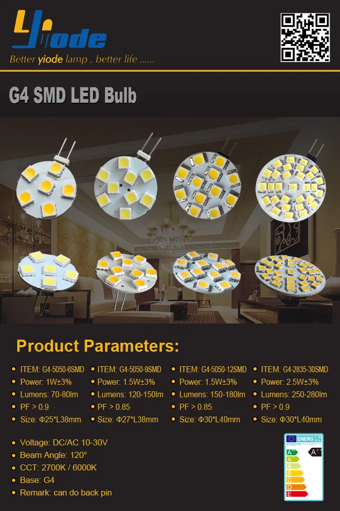 G4 5050 Warm White Round PC Panel SMD Back Pin 10-30V 24V LED Lamp Bulb