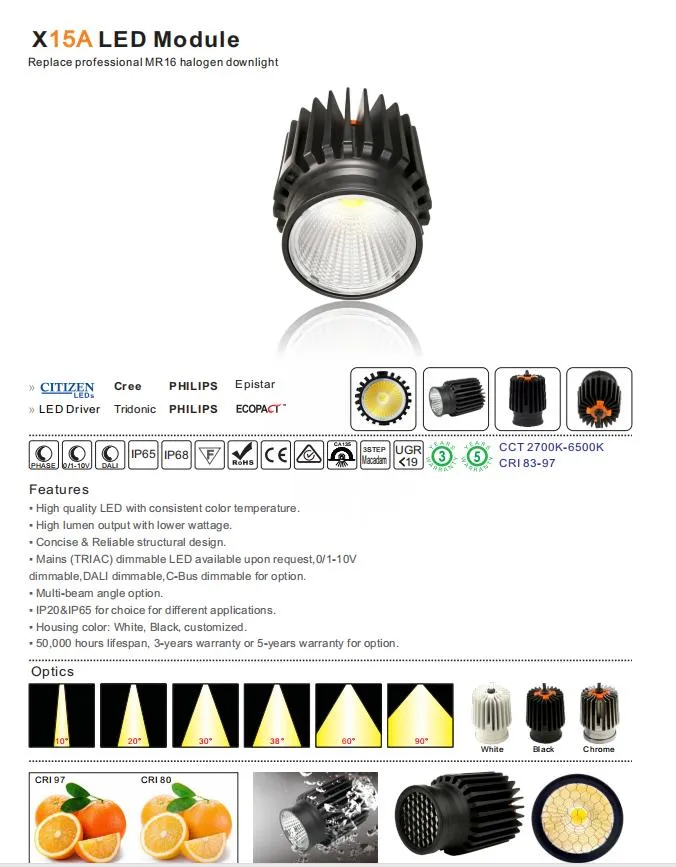 LED Recessed Down Light 13W 15W 2000K-3000K Evolite MR16 LED Module