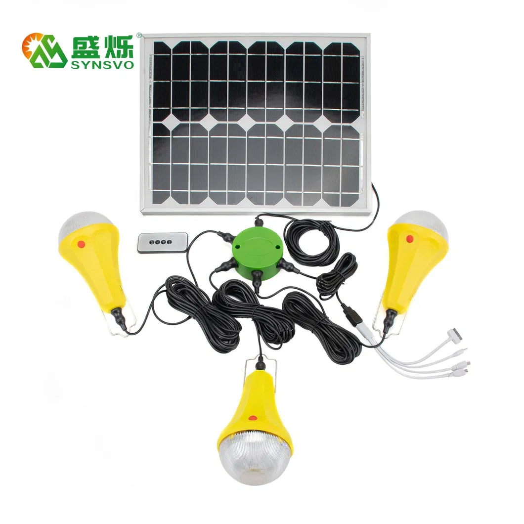 Solar Power System Lighting with 4 LED Lamps Hiking Light